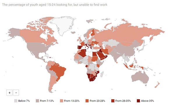 Em quais países é mais difícil para os jovens encontrarem emprego? - 1