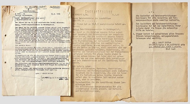 Hitler assina o Decreto Nero, que ordenava a destruição da infraestrutura alemã - 1